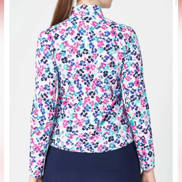 NWT SolTek San Soleil Lux Long Sleeve Print Mock - Jungle - Smal - Picture 2 of 12